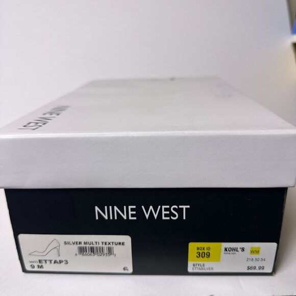 Nine West Women 9 Two Tone Ombre Coarse Glitter Fabric Silver Heels Pump Grey - Picture 7 of 16